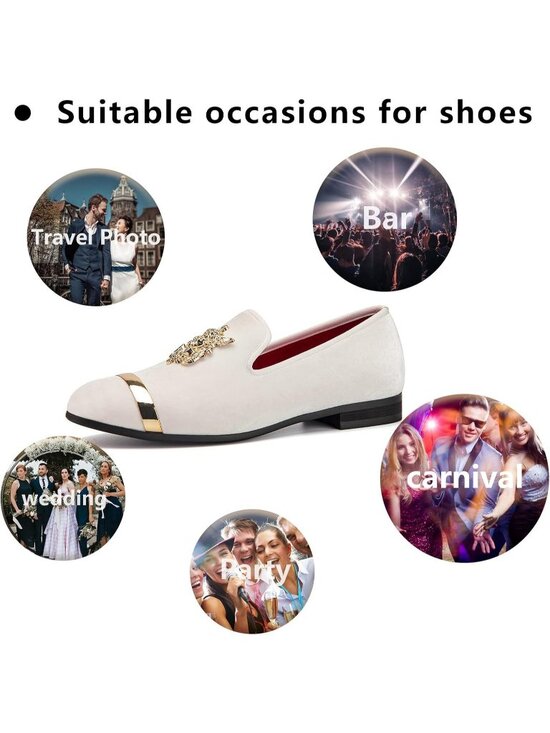 Meijiana Men\'s White14 Microfiber Loafers Buckle PU Leather Weeding Dress Shoes main image 6